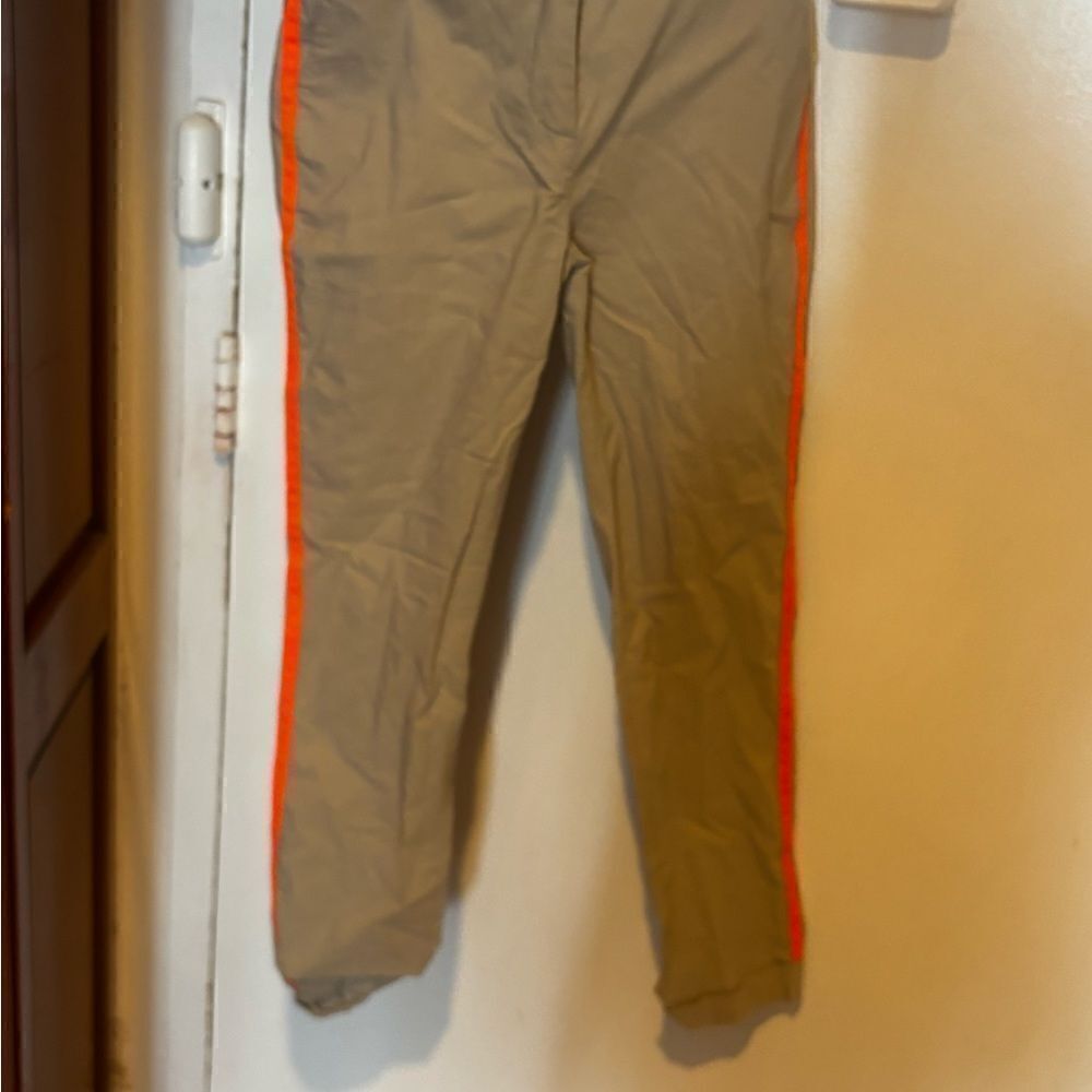 Virginia Bizzi dress suit pants orange stripe cargo bottoms relaxed military